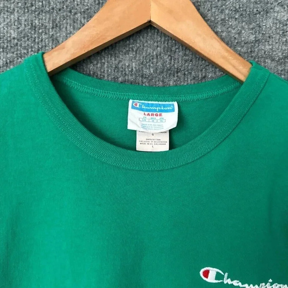 Champion Shirt Mens M/L Green Faded Embroidered Logo Casual Basic Summer Tee - Picture 4 of 11
